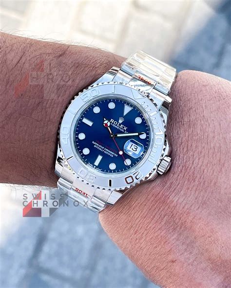 rolex yachtmaster blue dial gold|Rolex yacht master 40mm price.